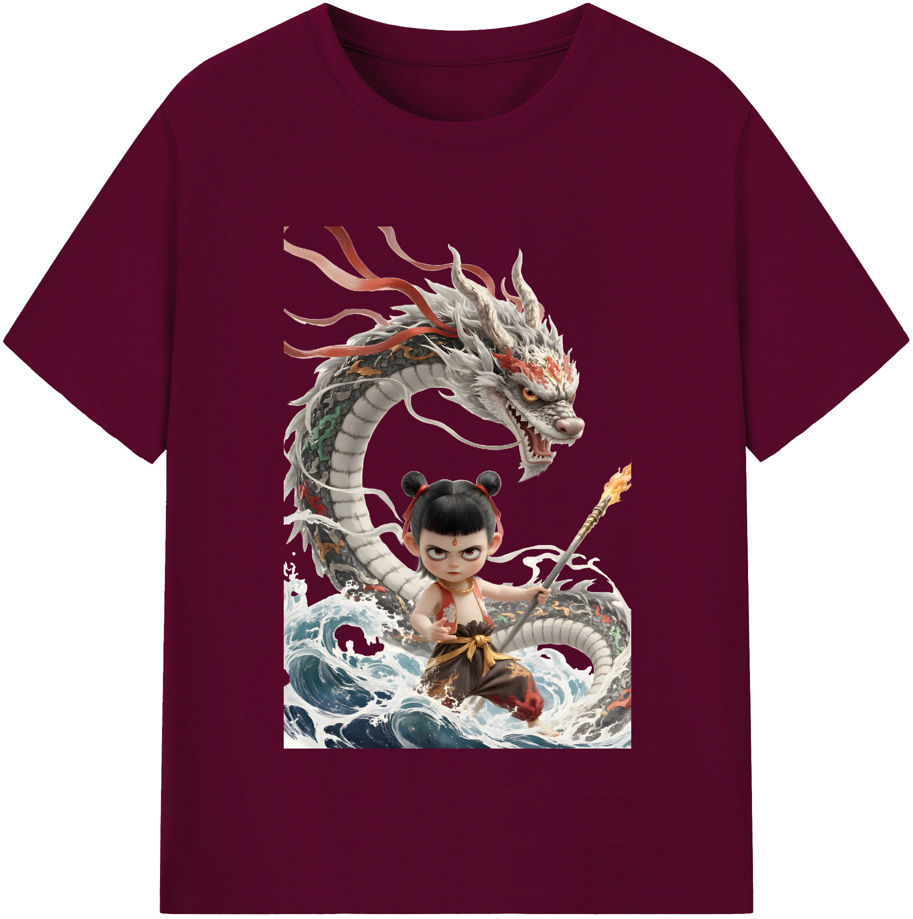 （画像用） Ne Zha 2 ナタ 魔童の大暴れ レディースカジュアルプリントTシャツ（綿100％）